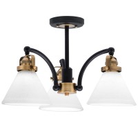 Easton 3 Light Semi-Flush Shown In Matte Black & Brass Finish With 7