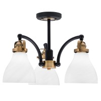 Easton 3 Light Semi-Flush Shown In Matte Black & Brass Finish With 6.25