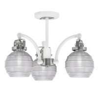 Easton 3 Light Semi-Flush Shown In White & Brushed Nickel Finish With 6