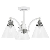 Easton 3 Light Semi-Flush Shown In White & Brushed Nickel Finish With 7