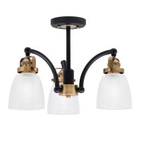 Easton 3 Light Semi-Flush Shown In Matte Black & Brass Finish With 5