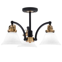 Easton 3 Light Semi-Flush Shown In Matte Black & Brass Finish With 7