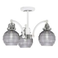 Easton 3 Light Semi-Flush Shown In White & Brushed Nickel Finish With 6