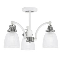 Easton 3 Light Semi-Flush Shown In White & Brushed Nickel Finish With 5