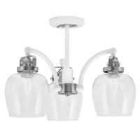 Easton 3 Light Semi-Flush Shown In White & Brushed Nickel Finish With 6