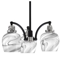 Easton Downlight, 3 Light, Chandelier Shown In Matte Black & Brushed Nickel Finish With 6