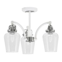 Easton 3 Light Semi-Flush Shown In White & Brushed Nickel Finish With 5