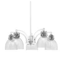 Easton Downlight 5 Light Chandelier Shown In White Brushed Nickel Finish With 6 Smoke Bubble Glass Min Hanging Height 1175 Medium Base LED bulbs can be used