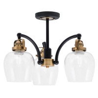 Easton 3 Light Semi-Flush Shown In Matte Black & Brass Finish With 6