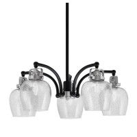 Easton Downlight, 5 Light, Chandelier Shown In Matte Black & Brushed Nickel Finish With 6