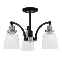 Easton 3 Light Semi-Flush Shown In Matte Black & Brushed Nickel Finish With 4.5