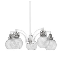 Easton Downlight, 5 Light, Chandelier Shown In White & Brushed Nickel Finish With 5.75