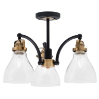 Easton 3 Light Semi-Flush Shown In Matte Black & Brass Finish With 6.25