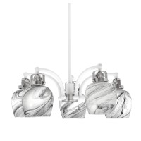 Easton Downlight, 5 Light, Chandelier Shown In White & Brushed Nickel Finish With 6