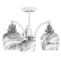 Easton 3 Light Semi-Flush Shown In White & Brushed Nickel Finish With 6