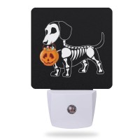 Aowula Night Lighthalloween Dachshund Dog Night Lights Plug Into Wall For Boys Girls Bedroom Decorative Half Round Nightlight L