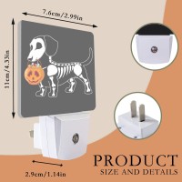 Aowula Night Lighthalloween Dachshund Dog Night Lights Plug Into Wall For Boys Girls Bedroom Decorative Half Round Nightlight L