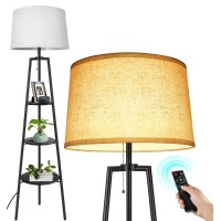 Outon Tripod Floor Lamp With Shelves Modern Shelf Floor Lamp With Remote 4 Color Temperature Dimmable Tall Standing Corner La