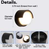 Scpitw R-Yy-Bd-012-3K Wall Light,Outdoor Modern Wall Sconce,Minimalist Style Wall Mount Light,Round Outdoor Aluminum Wall Light,No Glare High Brightness 3000K Warm Lights, For Porch/Front Door