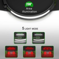 Headlamp Rechargeable, 1000Lm 230Wide-Beam Rechargeable Head Lamp With Motion Sensor & Taillight, Waterproof Lightweight Led Flashlight For Camping, Hiking, Running, Outdoor For Adults And Kids