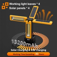 13200Mah Rechargeable Solar Work Light With Folding Stand And Carrying Bag Aodoo 8000 Lumen Stepless Dimmable Whitewarmnatu