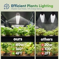 Freelicht 4 Pack 4Ft Led Grow Lights 160W 4 X 40W 1080W Equivalent Full Spectrum Sunlight Growing Lamp Fixture Hanging Plan