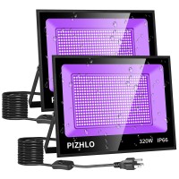 2 Pack 320W Led Black Light Blacklight Flood Light With Plug Switch Ip66 Waterproof Outdoor Blacklight Floodlight For Hallow