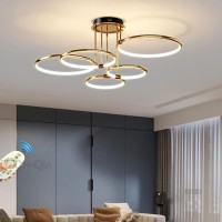 Led Ceiling Light Modern Ring Living Room Ceiling Lamp,Led Ceiling Pendant Light 3000K-6500K Dimmable With Remote Control Round Bedroom Kitchen Island Dining Room Chandelier Fixtures Lighting Gold