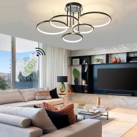 Led Ceiling Light Modern Ring Living Room Ceiling Lamp,Led Ceiling Pendant Light 3000K-6500K Dimmable With Remote Control Round Bedroom Kitchen Island Dining Room Chandelier Fixtures Lighting Black