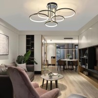 Led Ceiling Light Modern Ring Living Room Ceiling Lamp,Led Ceiling Pendant Light 3000K-6500K Dimmable With Remote Control Round Bedroom Kitchen Island Dining Room Chandelier Fixtures Lighting Black