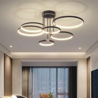 Led Ceiling Light Modern Ring Living Room Ceiling Lamp,Led Ceiling Pendant Light 3000K-6500K Dimmable With Remote Control Round Bedroom Kitchen Island Dining Room Chandelier Fixtures Lighting Black