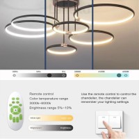 Led Ceiling Light Modern Ring Living Room Ceiling Lamp,Led Ceiling Pendant Light 3000K-6500K Dimmable With Remote Control Round Bedroom Kitchen Island Dining Room Chandelier Fixtures Lighting Black