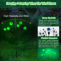 Halloween Decorations Outdoor 2Pack 12Led Scary Solar Halloween Lights Green Eyeball Firefly Lights Swaying Solar Lights Wat