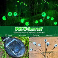 Halloween Decorations Outdoor 2Pack 12Led Scary Solar Halloween Lights Green Eyeball Firefly Lights Swaying Solar Lights Wat