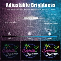 Roouneon Cocktails And Dreams Palm Neon Sign For Wall Decor Neon Signs With Dimmable Switch Led Neon Signs Bedroom Room Home Bee