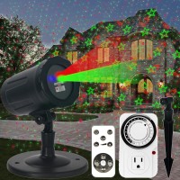 Christmas Projector Laser Lights For House - Timer Outlet And Remote Included - 18 Patterns - Red And Green