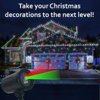 Christmas Projector Laser Lights For House - Timer Outlet And Remote Included - 18 Patterns - Red And Green