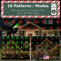 Christmas Projector Laser Lights For House - Timer Outlet And Remote Included - 18 Patterns - Red And Green