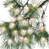 Collections Etc 18-Foot Solar Powered Pinecone String Lights