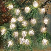 Collections Etc 18-Foot Solar Powered Pinecone String Lights