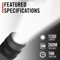 Coast Gx20 1200 Lumen Waterproof Alkalinedual Power Led Flashlight With Twist Focus Antiroll Cap And Textured Handle Compat