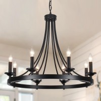 Corlaceling 8-Light Black Wagon Wheel Chandeliers, 28.3