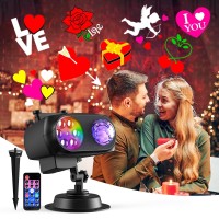 Valentines Day Decorations, Hd Effect Valentine Day Projector Lights With Remote Control, Display 8 Patterns At A Time, 2 In 1 Indoor & Outdoor Projector, Valentines Day Gift For Yard Home Party Decor