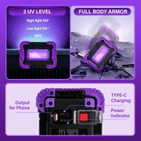 Gprk Rechargeable Black Light 395Nm Battery Powered Black Lights For Glow Party Waterproof Ultraviolet Floodlight For Halloween