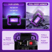 Gprk Rechargeable Black Light Battery Powered Blacklight Cordless 395Nm Ultraviolet Flood Light For Neon Glow Partyhalloween