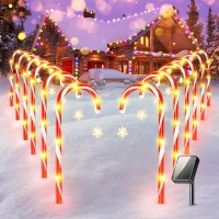 Ahaorigin 12 Pack Christmas Decorations Outside Solar Candy Cane Lights, Bright Outdoor Christmas Decorations With 8 Flashing Modes, 28Ft Longer Waterproof Solar Christmas Lights For Yard Pathway