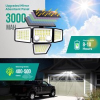 Solar Outdoor Lights - 3000Lm 188 Led Motion Sensor Outdoor Lights, 4 Heads Ip65 Waterproof Powered Security Flood Lights, 270Wide Lighting Angle Wall Light With Sensors For Backyard Yard