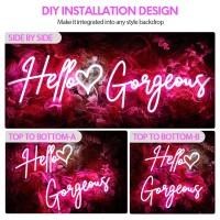 30 9 Inch Large Hello Gorgeous Neon Signs With Timing Remote Pink Hello Beautiful Led Light Up Sign For Wall Decor Nailhair