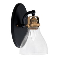 Easton 1 Light Wall Sconce Shown In Matte Black & Brass Finish With 6.25