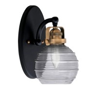 Easton 1 Light Wall Sconce Shown In Matte Black & Brass Finish With 6